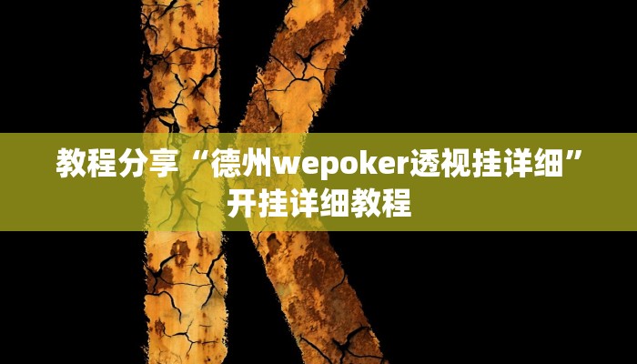 教程分享“德州wepoker透视挂详细”开挂详细教程
